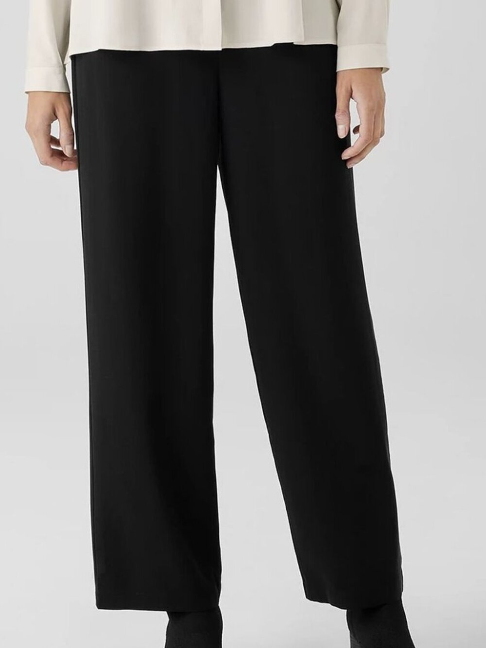 Eileen Fisher Black Straight-Leg Pants 2X Stretchy Viscose Ponte, USA, Washb
